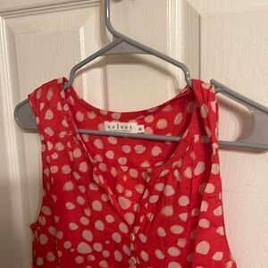Velvet By Graham & Spencer Sleeveless Polka Dot  Blouse XSmall New